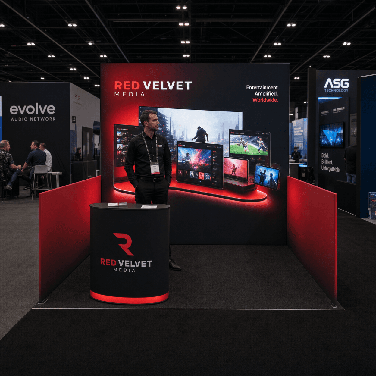 10x10 LED Backwall Exhibit for NAB Technology Companies