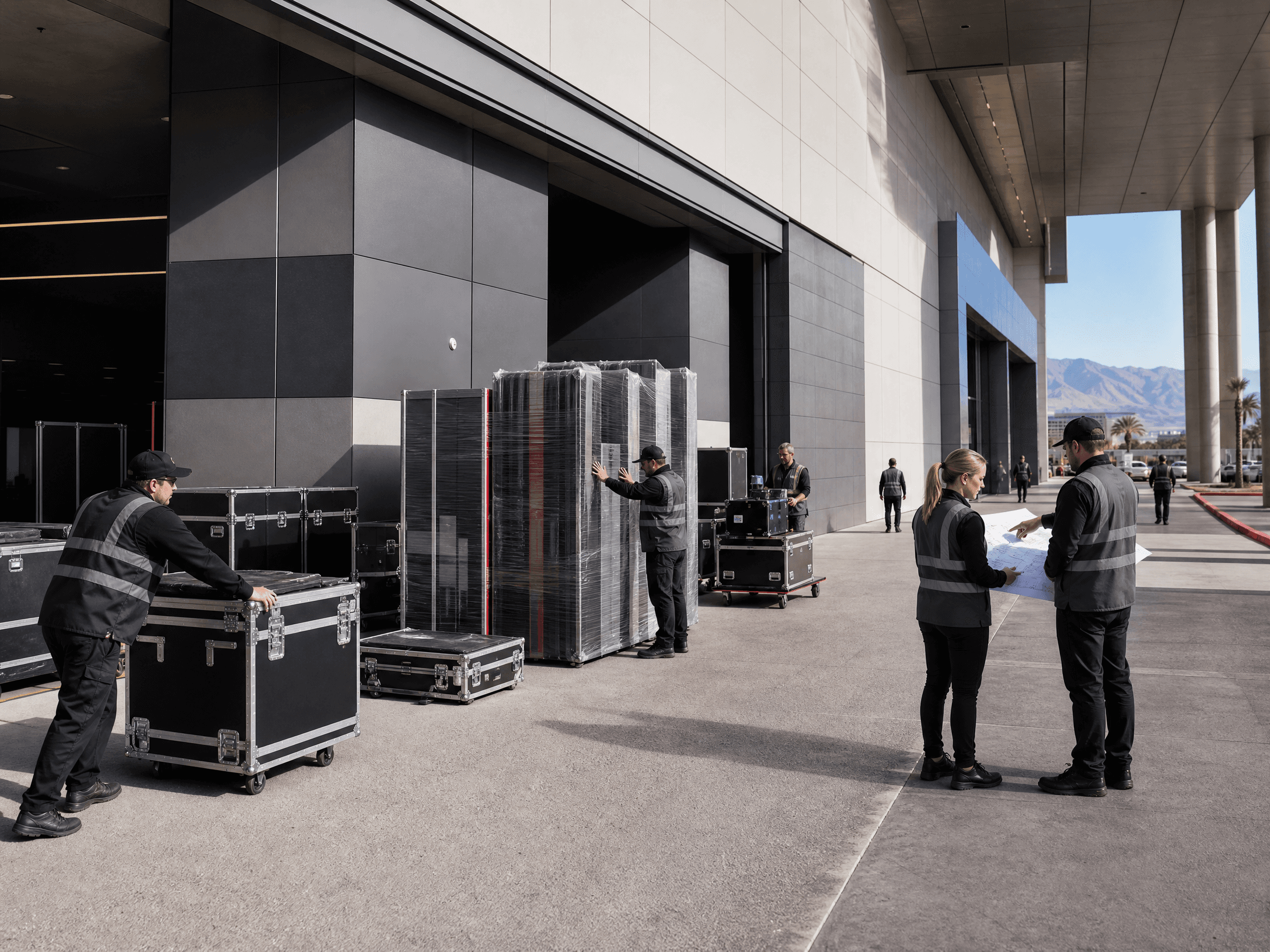 Illustrative Las Vegas exhibit logistics and production planning