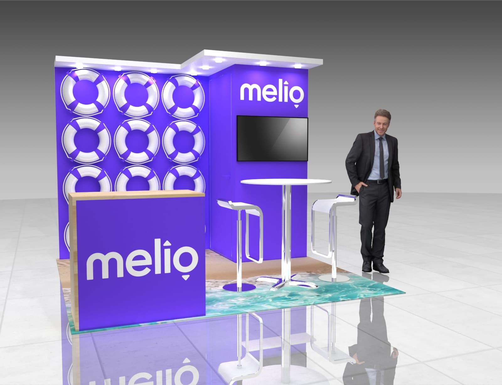 10x10 Booth Rental – Sleek Island Exhibit Design