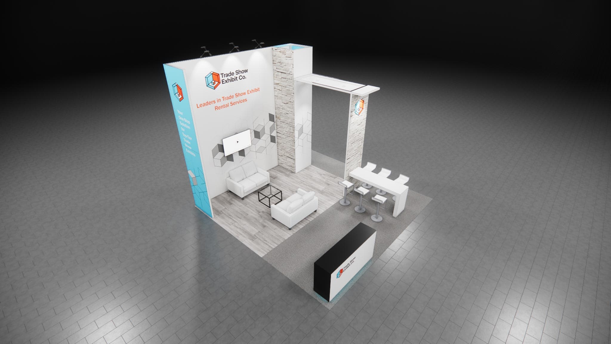 20 x 20 Island Affordable Exhibit Rental — CES, Las Vegas